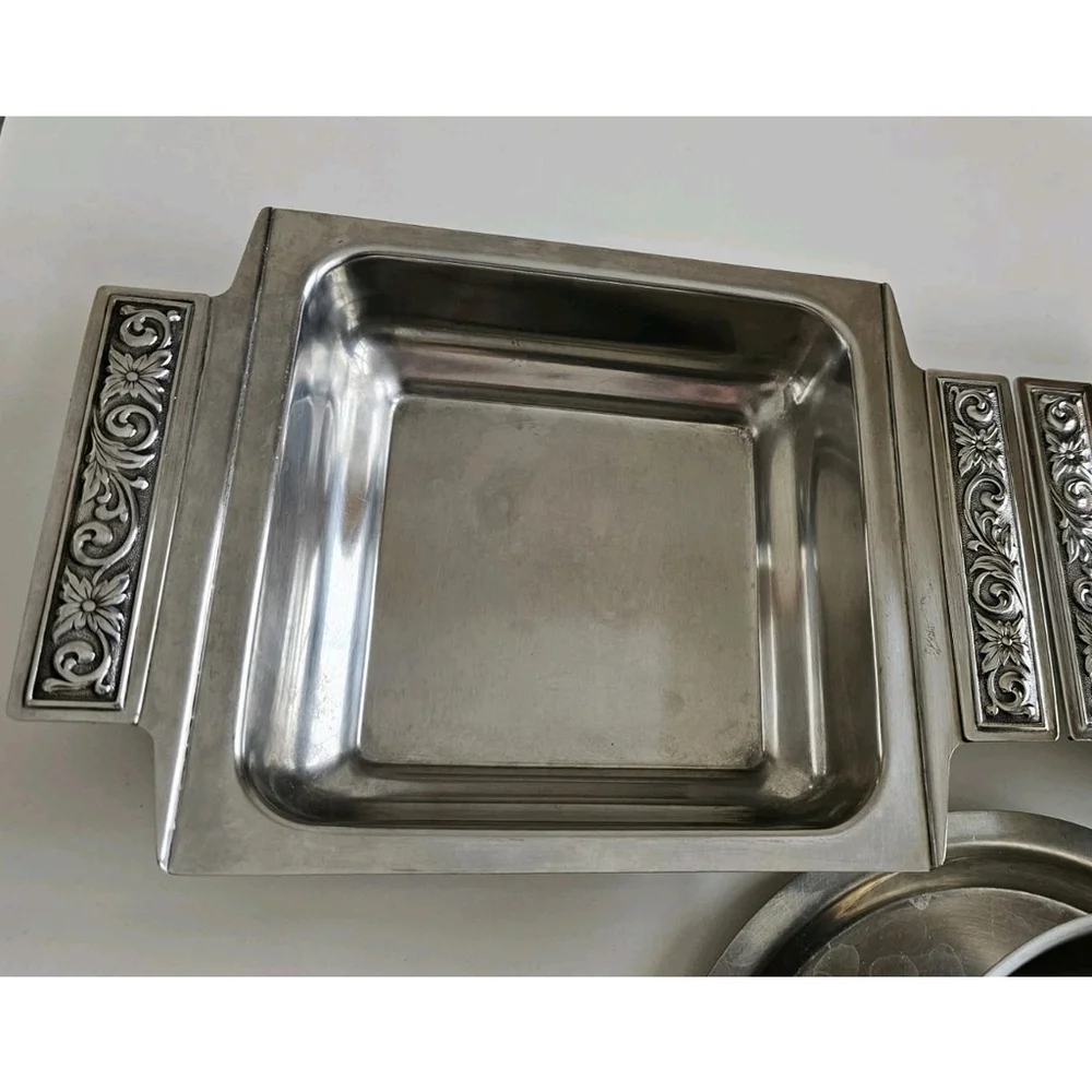 Vintage International Decorator Japan Stainless Steel Serving Dish Set w Handles